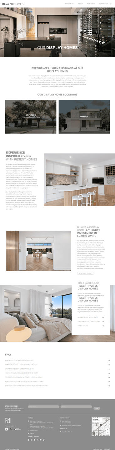 Regent Display Homes Adelaide | Full Page View of Modern Homes Full-page view of Regent Display Homes Adelaide, showcasing elegant interior and exterior designs with modern architecture, stylish decor, and spacious living areas.